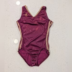 ADIDAS GK Elite AXS Extra Small Gymnastics Dance Leotard Burgndy Maroon Gold ASU